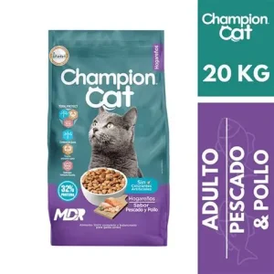 CHAMPION GATO SABOR POLLO Y PESCADO 20KG HOGAREÑOS