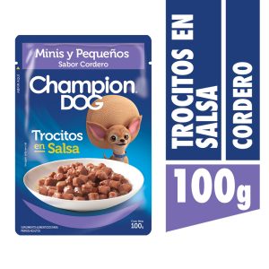CHAMPION DOG TROCITOS EN SALSA RAZAS PEQUEÑAS CORDERO 100gr